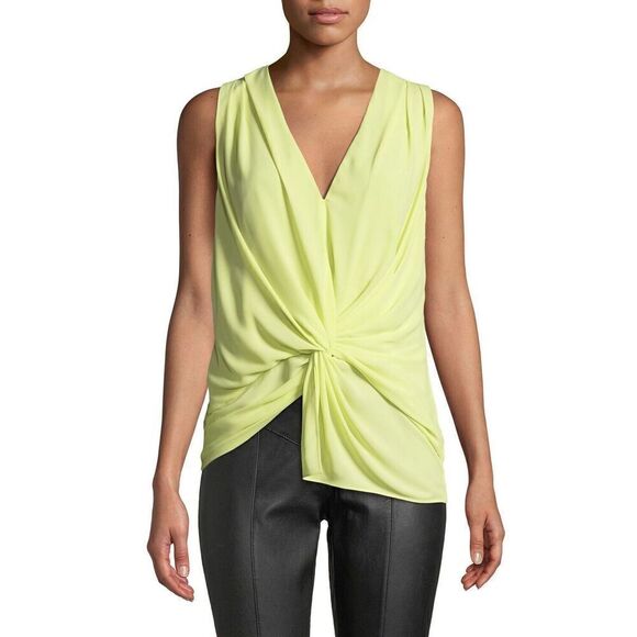Cinq à Sept Women's Sz S Lemongrass Abby Sleeveless Twist Front V-Neck Top - Picture 9 of 9